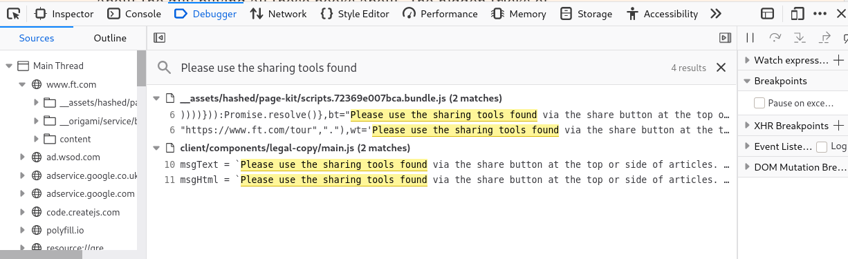 firefox devtools search